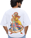 Theyyam Meets Kathakali Men's Oversized Tee in White