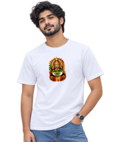 Kathakali Splash Men's Round Neck Tee in White