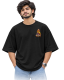 Theyyam Meets Kathakali Men's Oversized Tee in Black – alternate view