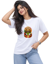 Kathakali Splash Women's Round Neck Tee in White