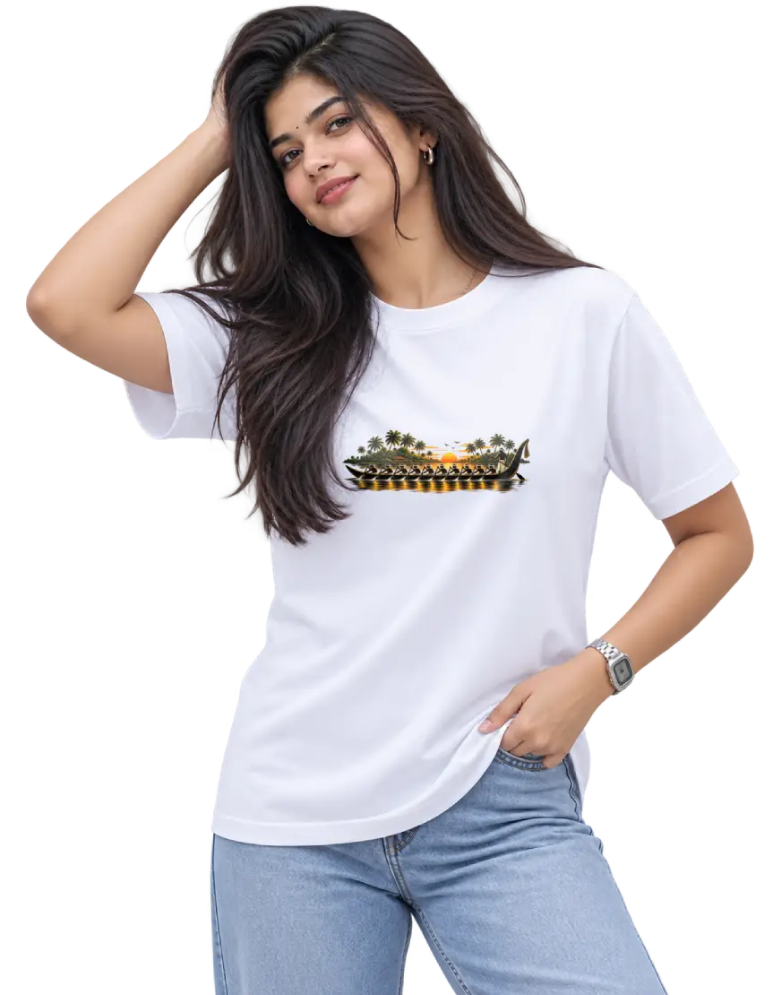 Vallam Kali Women's Round Neck Tee in White