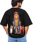 Gajarajan Men's Oversized Tee in Black