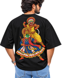 Theyyam Meets Kathakali Men's Oversized Tee in Black