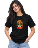 Kathakali Splash Women's Round Neck Tee in Black