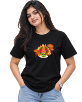 Muthukuda Women's Round Neck Tee in Black