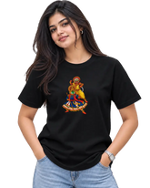 Theyyam Meets Kathakali Women's Round Neck Tee in Black