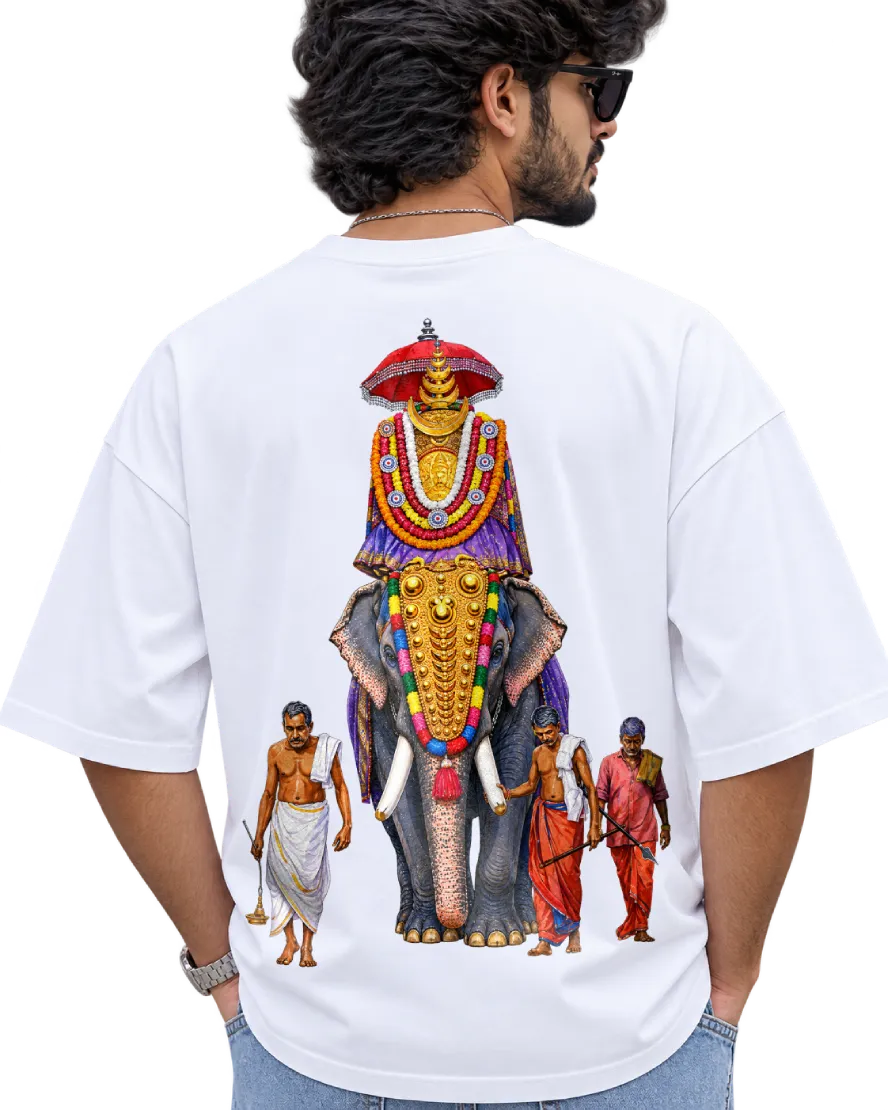 Gajarajan Men's Oversized Tee in White