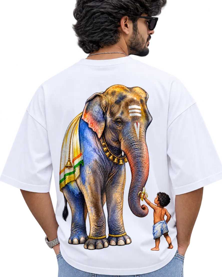 Aana & Kutty Men's Oversized Tee in White