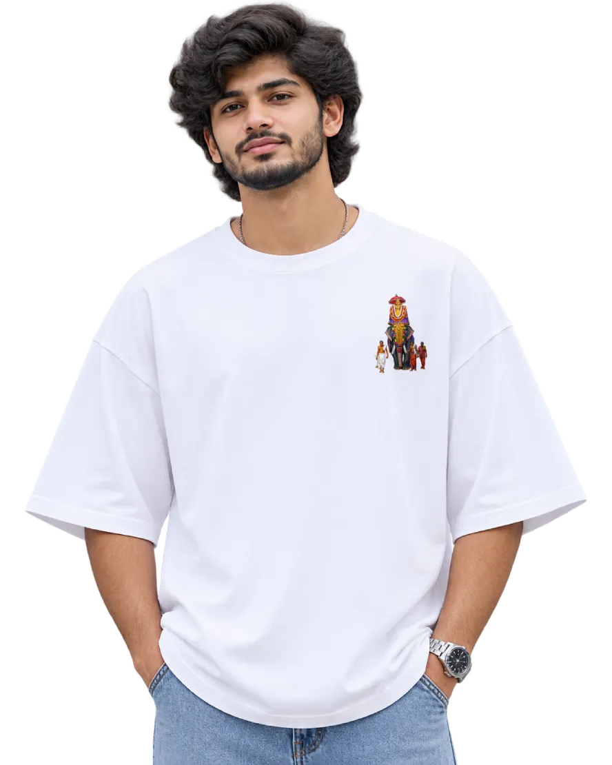 Gajarajan Men's Oversized Tee in White – alternate view