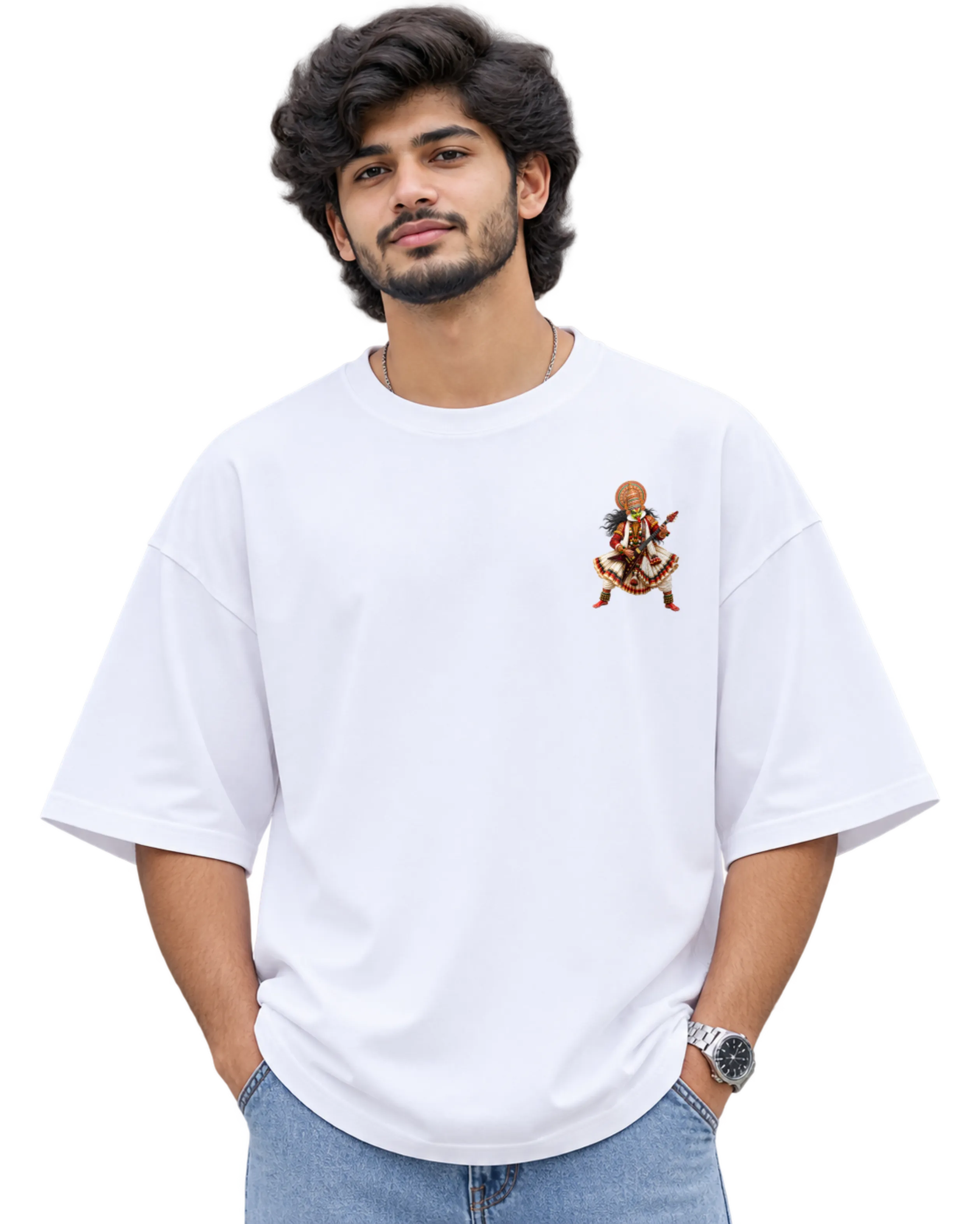 Rockakali Men's Oversized Tee in White – alternate view