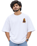 Theyyam Meets Kathakali Men's Oversized Tee in White – alternate view