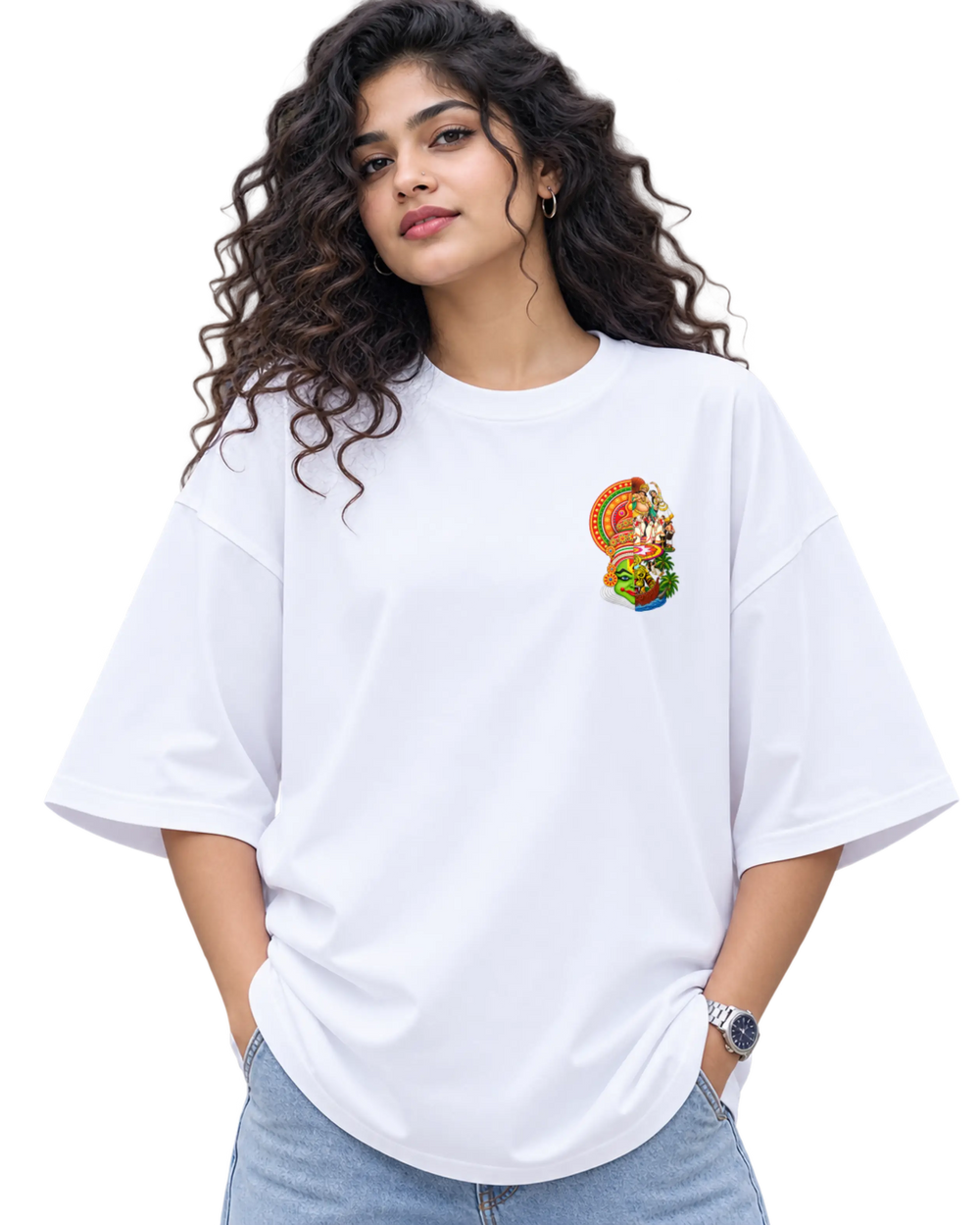 Onam Katha Women's Oversized Tee in White – alternate view