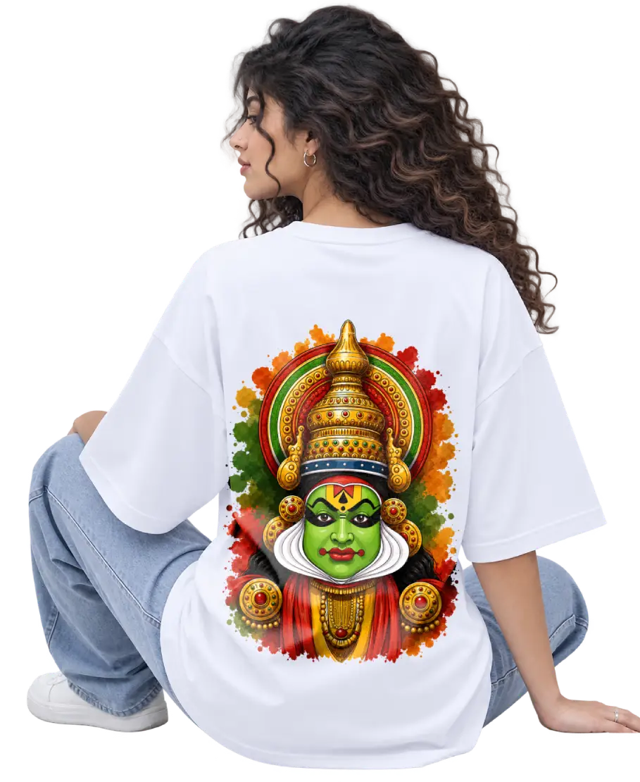 Kathakali Splash Women's Oversized Tee in White