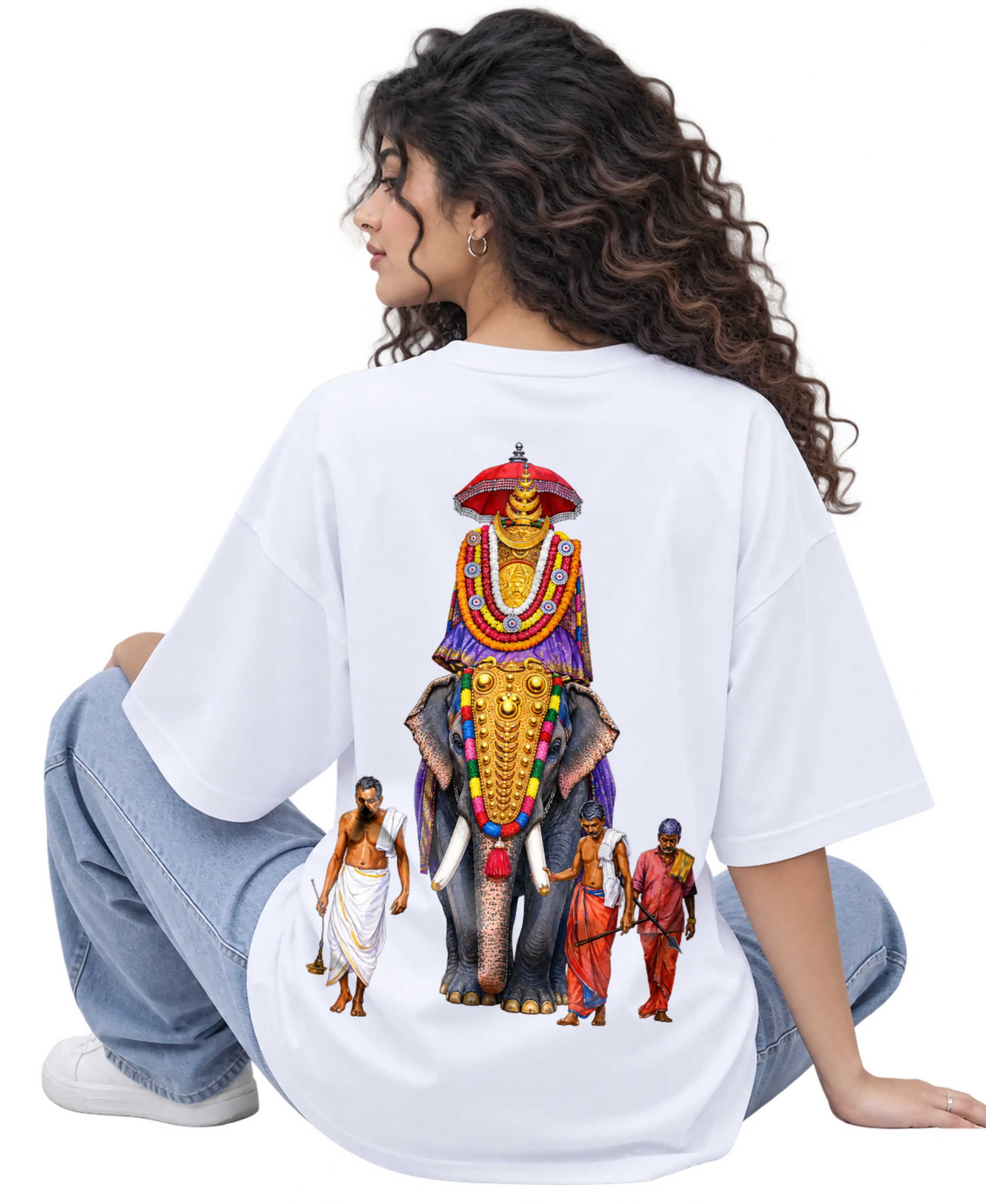 Gajarajan Women's Oversized Tee in White