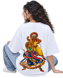 Theyyam Meets Kathakali Women's Oversized Tee in White