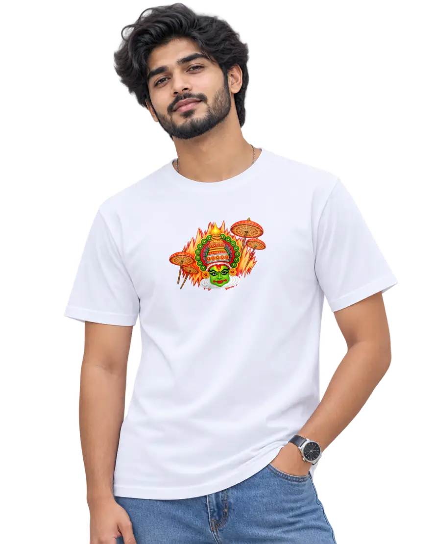 Muthukuda Men's Round Neck Tee in White