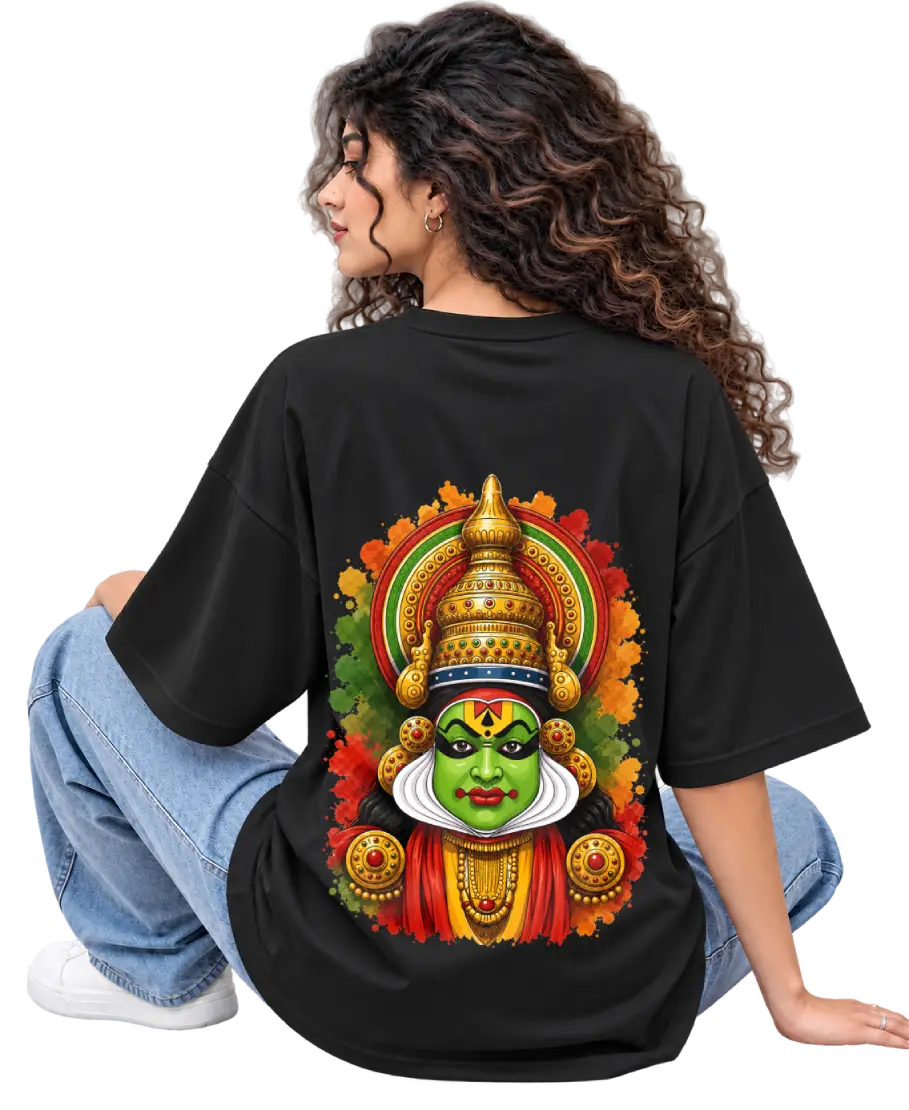 Kathakali Splash Women's Oversized Tee in Black