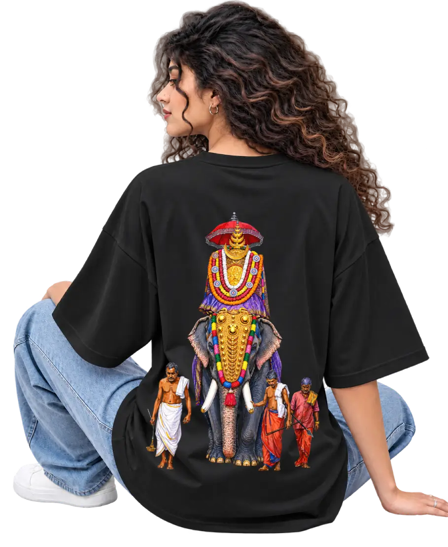 Gajarajan Women's Oversized Tee in Black