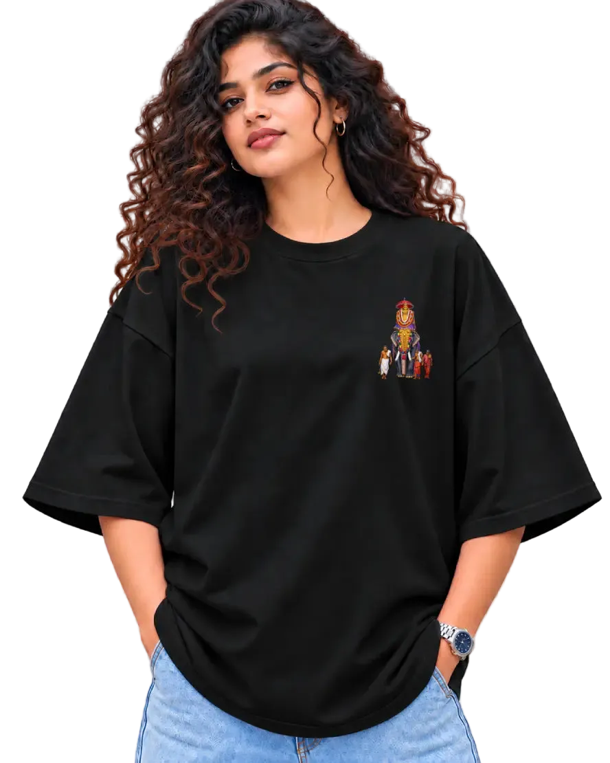 Gajarajan Women's Oversized Tee in Black – alternate view