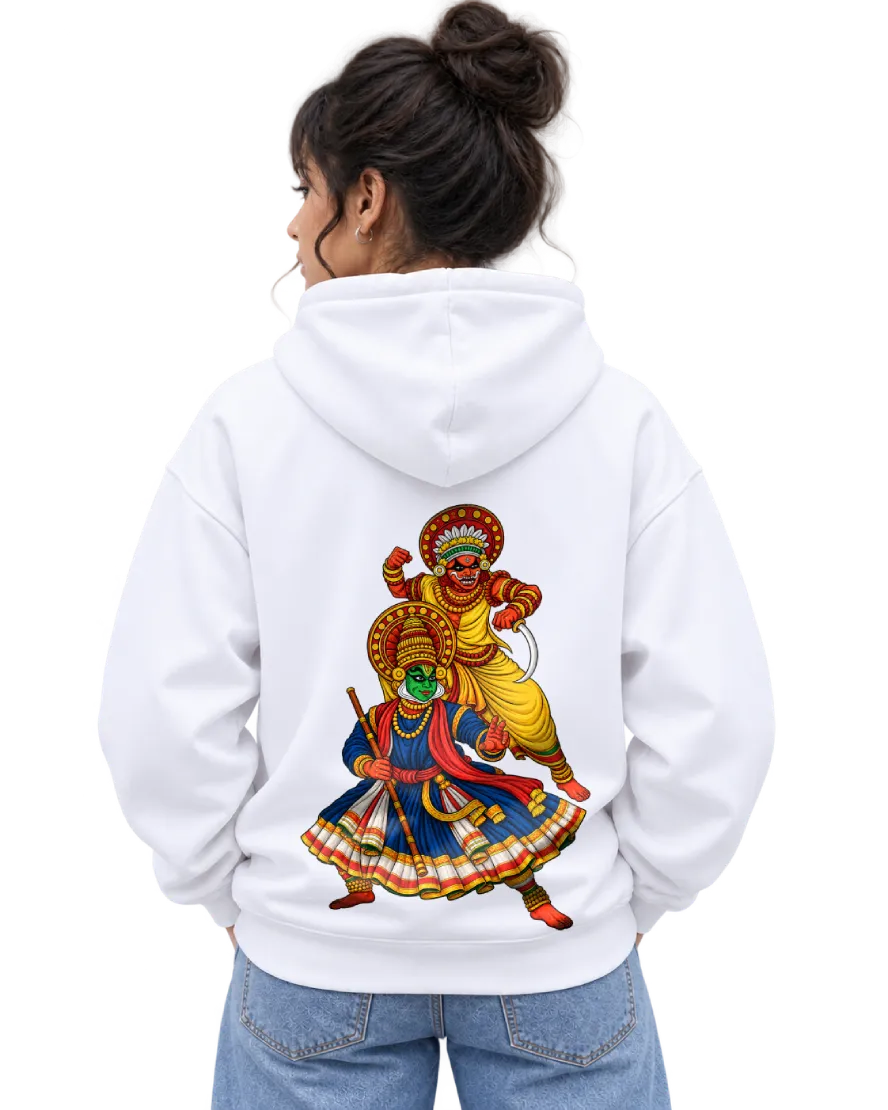 Theyyam Meets Kathakali Women's Hoodie in White
