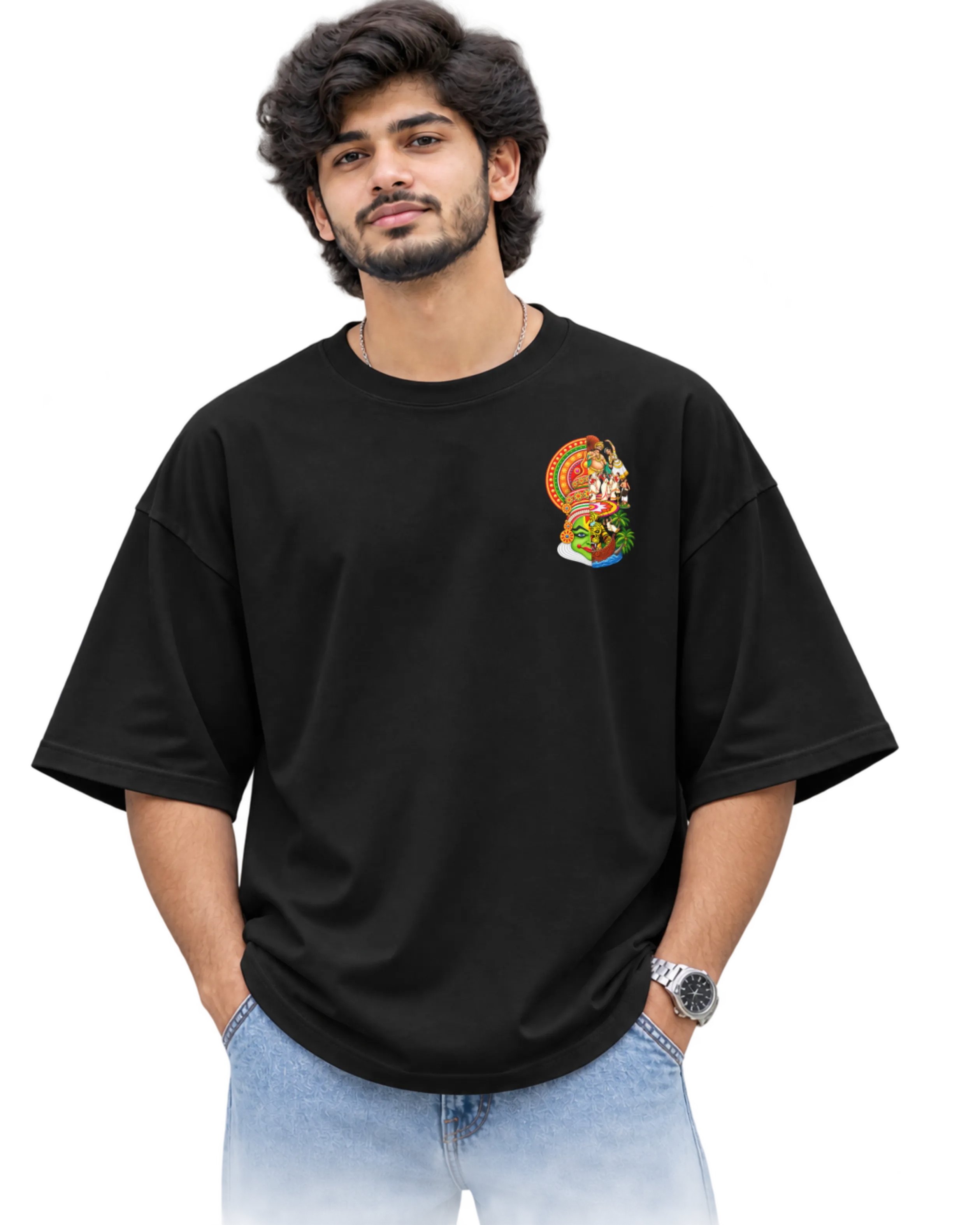 Onam Katha Men's Oversized Tee in Black – alternate view