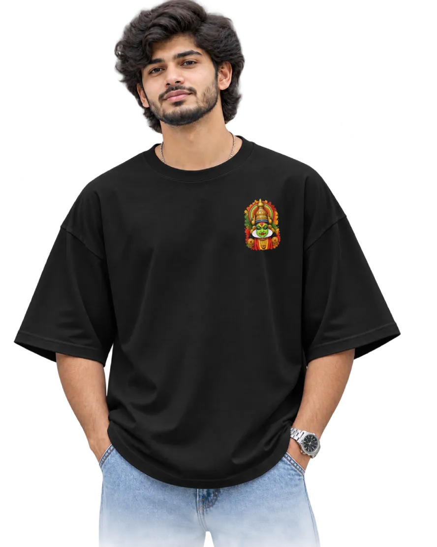 Kathakali Splash Men's Oversized Tee in Black – alternate view