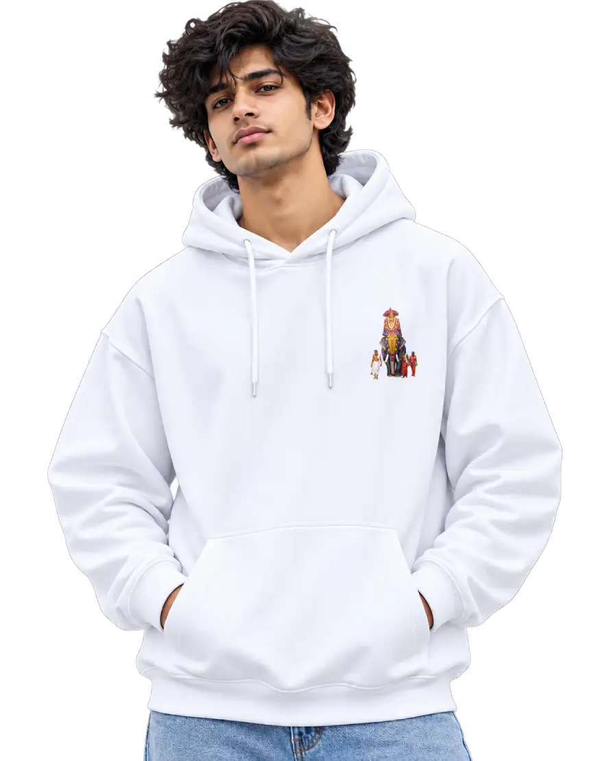 Gajarajan Men's Hoodie in White – alternate view