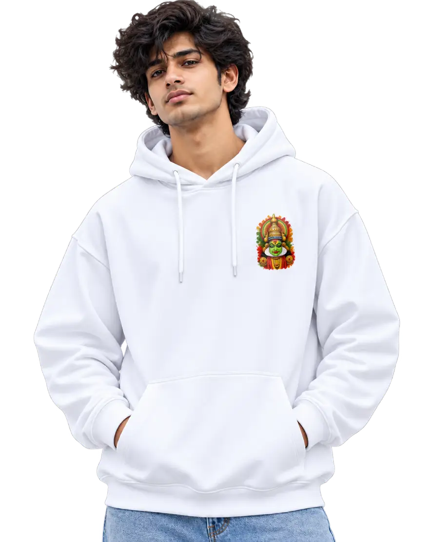Kathakali Splash Men's Hoodie in White – alternate view