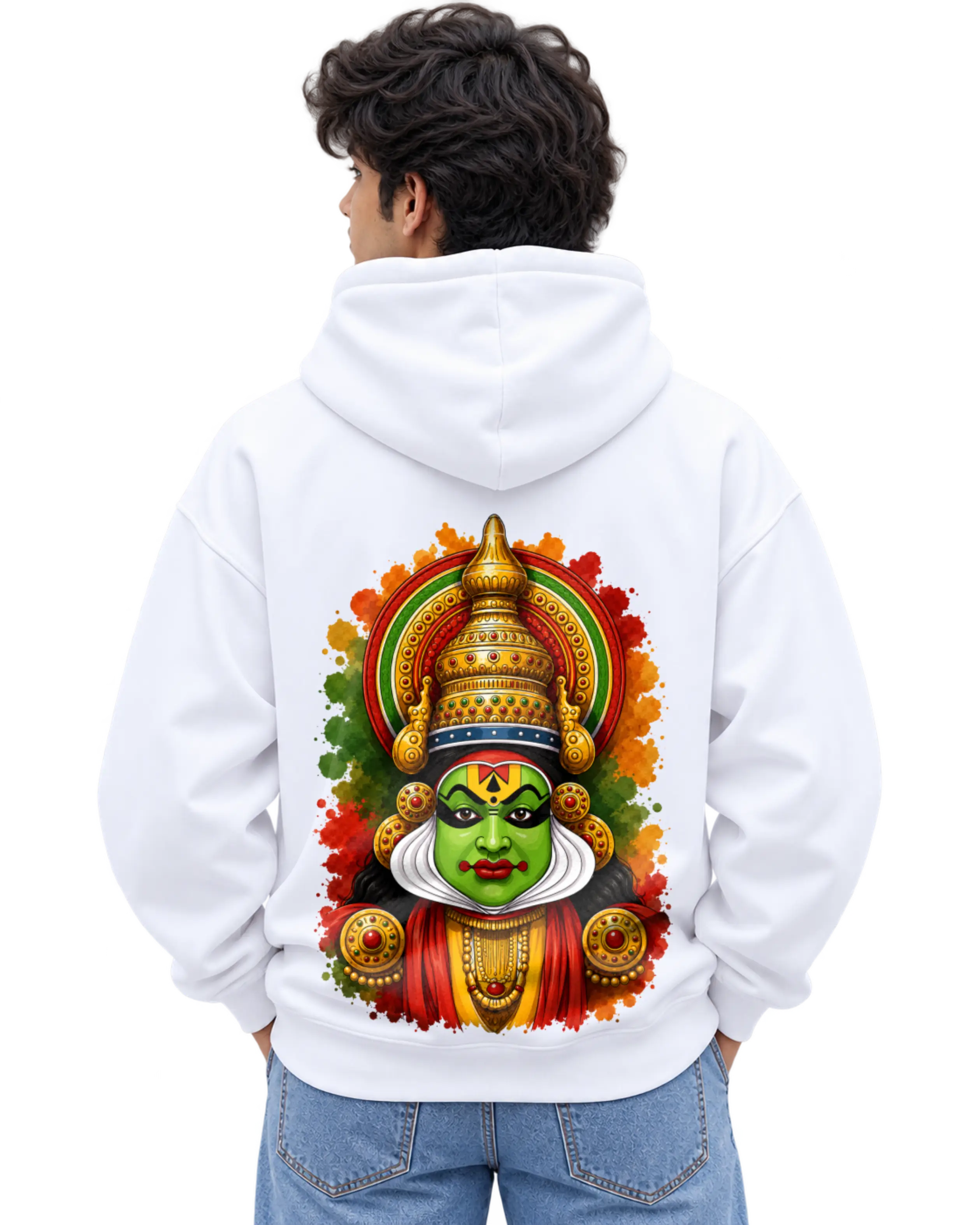Kathakali Splash Men's Hoodie in White