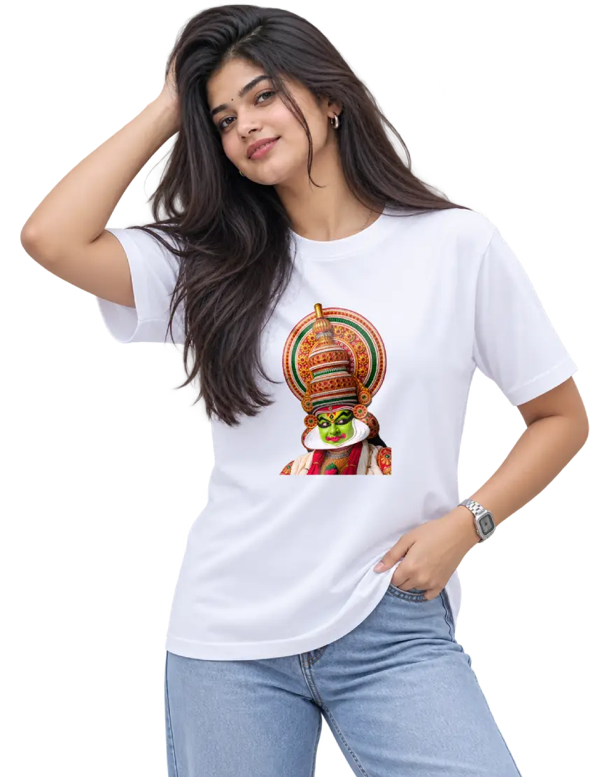 Pacha Vesham Women's Round Neck Tee in White