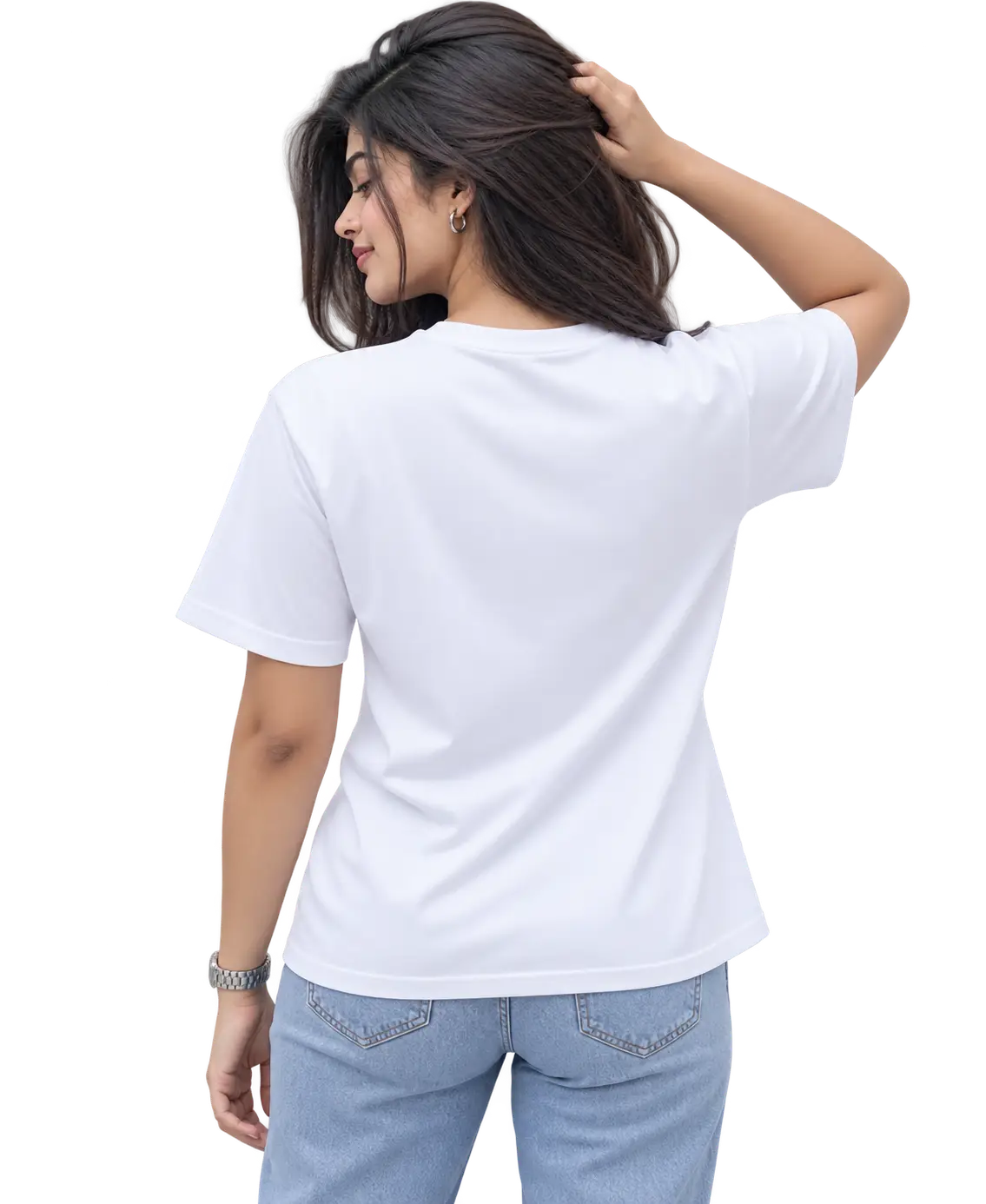 Women's Round Neck Tee in White – alternate view