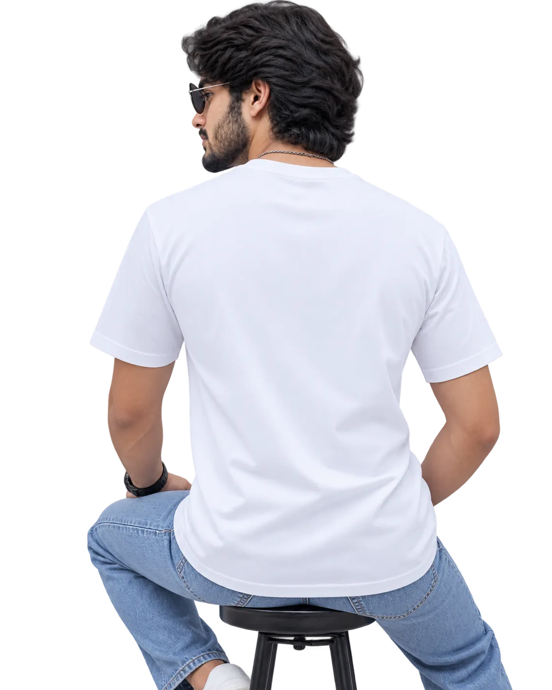 Men's Round Neck Tee in White – alternate view