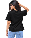 Women's Round Neck Tee in Black – alternate view