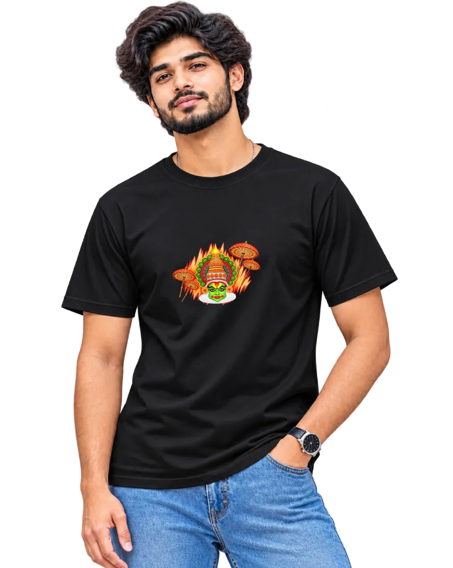 Muthukuda Men's Round Neck Tee in Black