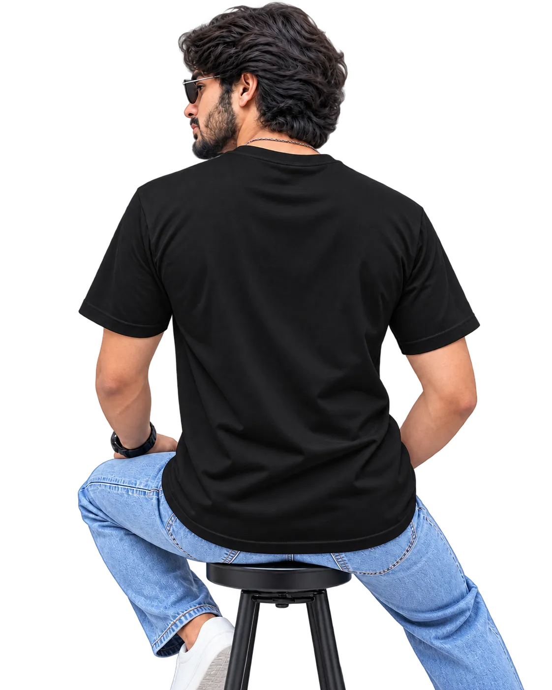 Men's Round Neck Tee in Black – alternate view
