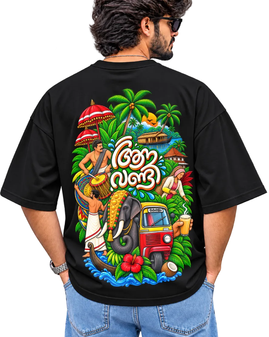 Aana Vandi Men's Oversized Tee in Black