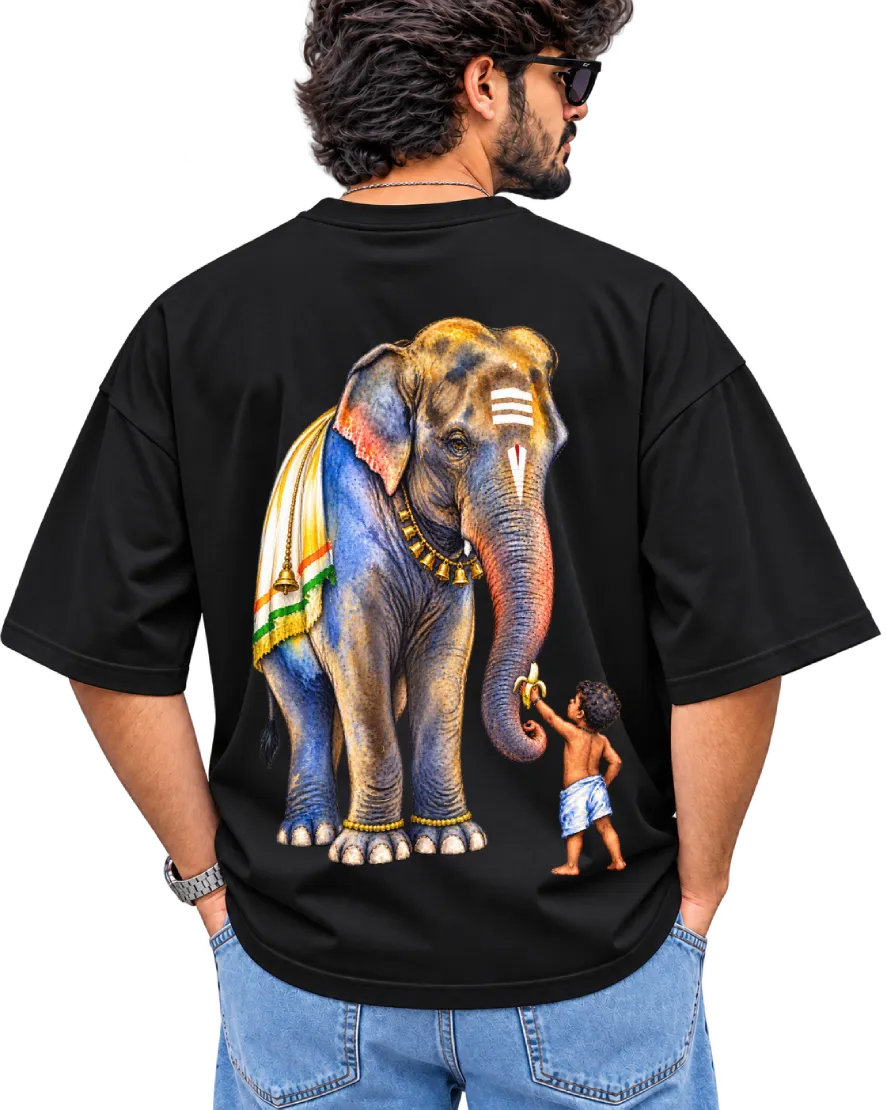 Aana & Kutty Men's Oversized Tee in Black