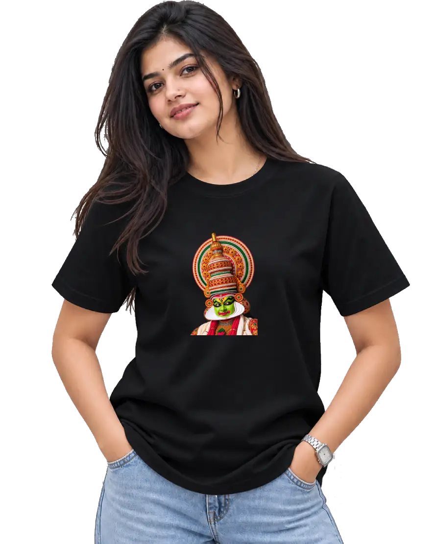 Pacha Vesham Women's Round Neck Tee in Black