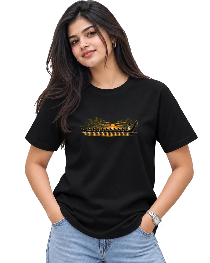 Vallam Kali Women's Round Neck Tee in Black