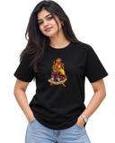 Theyyam Meets Kathakali Women's Round Neck Tee in Black